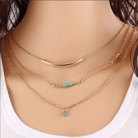 Fashion Jewelry Jewelry - Necklace Nazar Hamsa Multilayered Zinc Alloy Cute